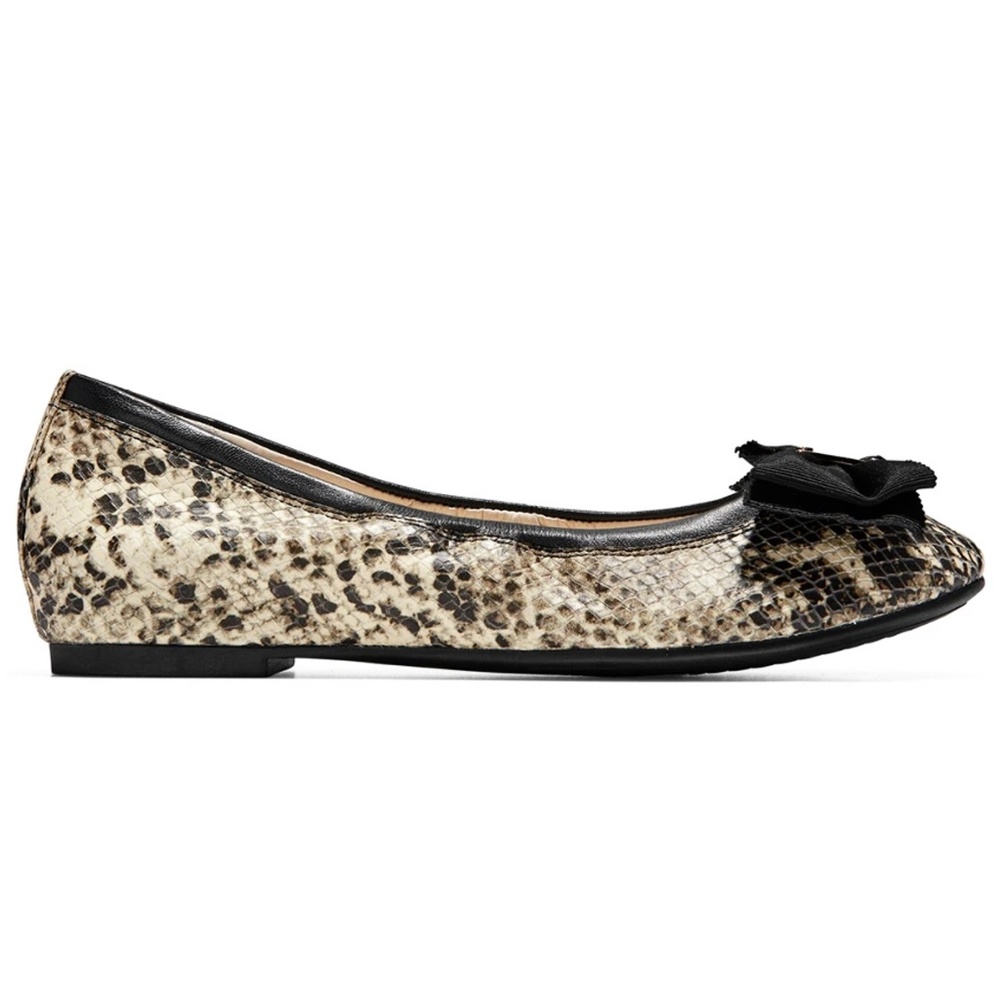 Cole Haan Tali Soft Bow Leather Snake Ballet Flat - Picture 2 of 14
